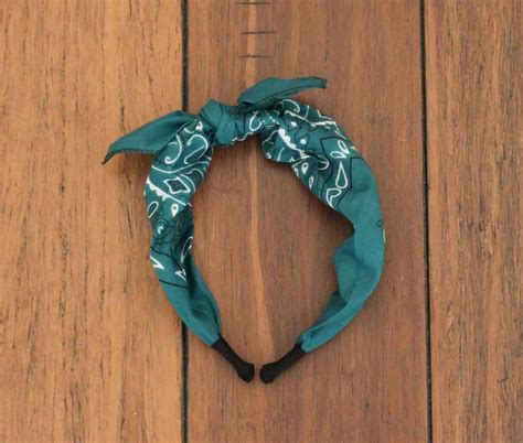 Teal Bandana Knot Tie Headband Etsy Tie Headband Knot Tie Retro