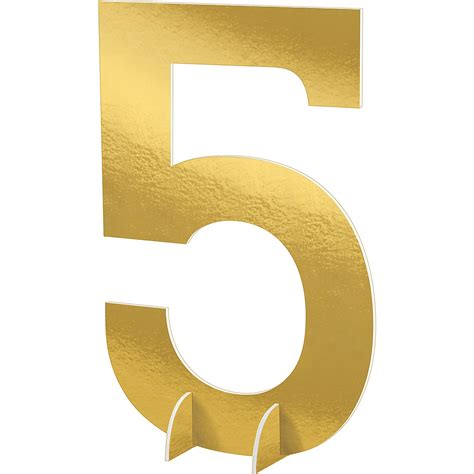 Giant Metallic Gold Number 5 Sign 24in Party City