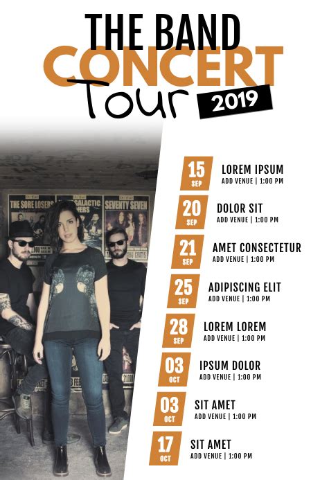 rock band concert tour schedule flyer template postermywall