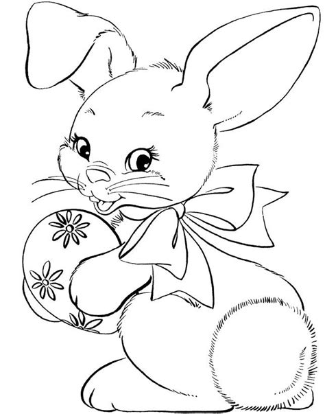 Grab our cute easter bunny a free printable coloring page! Cute Bunny With Easter Egg Coloring Pages - Easter ...