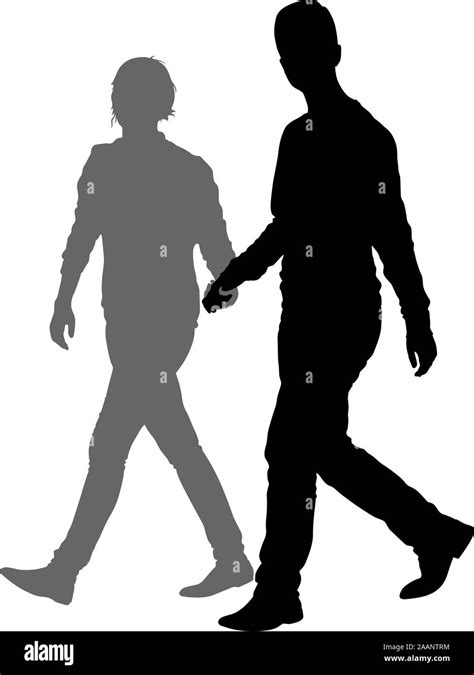 Silueta Hombre Y Mujer Caminando De La Mano Imagen Vector De Stock Alamy