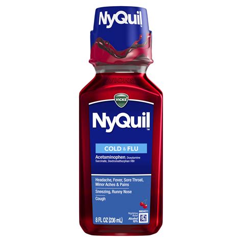 Vicks Nyquil Cherry Cold And Flu Medicine Liquid 8 Fl Oz