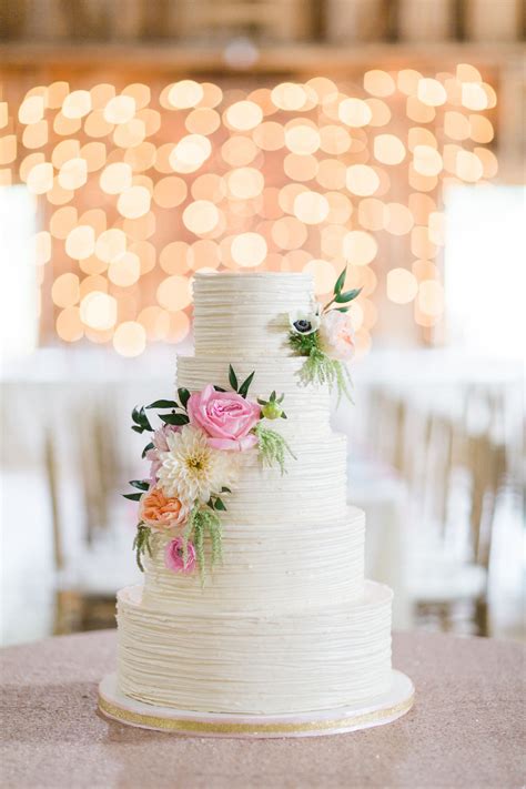 Buttercream Wedding Cake With Fresh Flowers