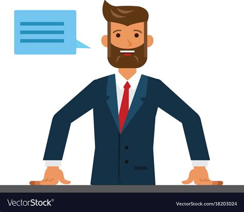 Business Man Entrepreneur Close Up Cartoon Flat Vector Image