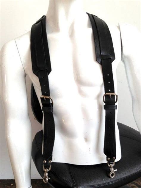 Buckle Black Leather Suspenders For Men Leather Suspenders Men Leather