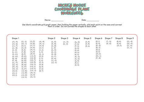 9 Best Images Of Free Coordinate Grid Worksheets Mickey Mouse 34a