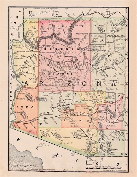 Excited To Share This Item From My Etsy Shop Map Of Arizona From 1890