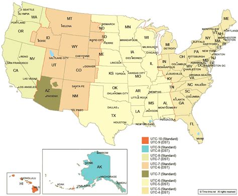 Us Time Zone Map With Clocks Us States Map