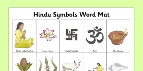 Hindu Religion Symbols Word Mat Primary Resource