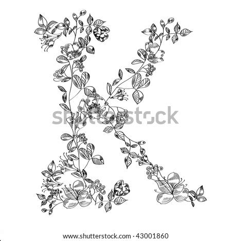 Download Floral Font. Letter K Stock Vector Illustration 43001860 ...