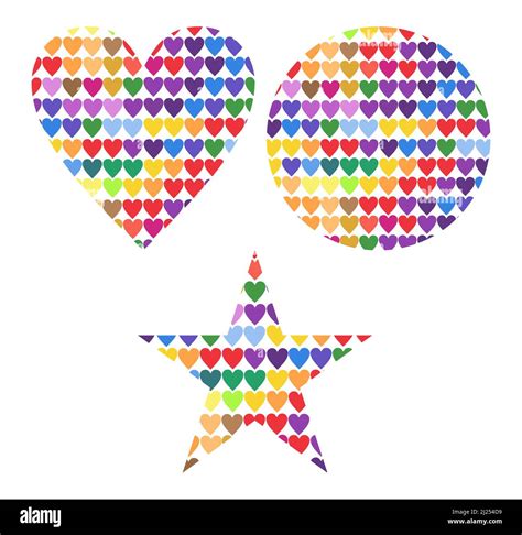 Multi Color Heart With Star Heart Circle Shapes Stock Vector Image