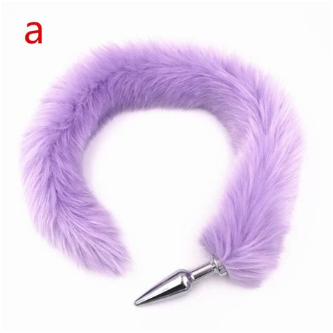 Anal Plug Tails Super Long Stainless Steel Butt Stopper Purple Plush