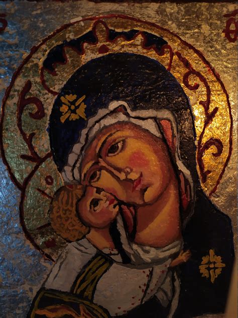 Oil Painting Byzantine Icon Virgin Enthroned Religious Etsy