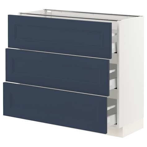 SEKTION / MAXIMERA Base cabinet with 3 drawers, white Axstad/matte blue » Capstone Couriers