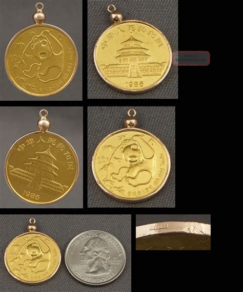 1985 China Panda 25 Yuan Gold Coin 14 Ounce 999 Fine In 14k Pendant