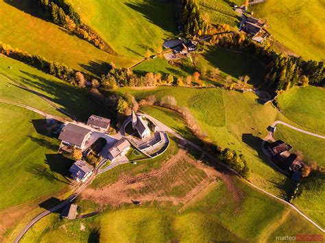 Matteo Colombo Photography Aerial View Of Small Church Funes