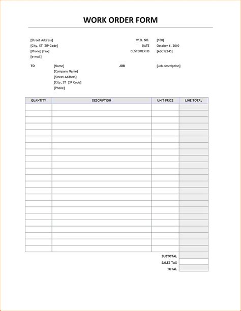 Free printable work order template. Blank Work Order Form | charlotte clergy coalition