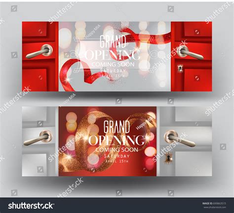 Grand Opening Banners Curly Sparkling Ribbons Vector De Stock Libre