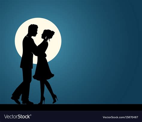 Silhouettes Of A Couple In Love Royalty Free Vector Image