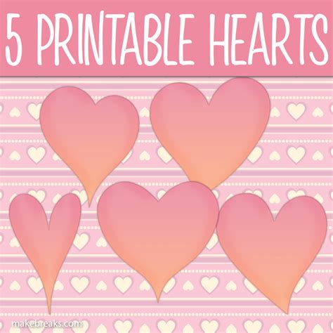Five Free Printable Pink Heart Templates | Heart template ...