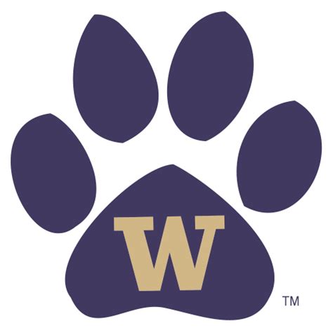 Logo University Of Washington Huskies Purple Paw Print Gold W Fanapeel