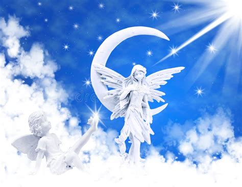 Angel On Clouds In The Night Sky Stock Photo Image Of Clouds Star