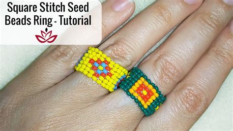 Square Stitch Seed Beads Ring Tutorial How To Make Seed Beads Ring