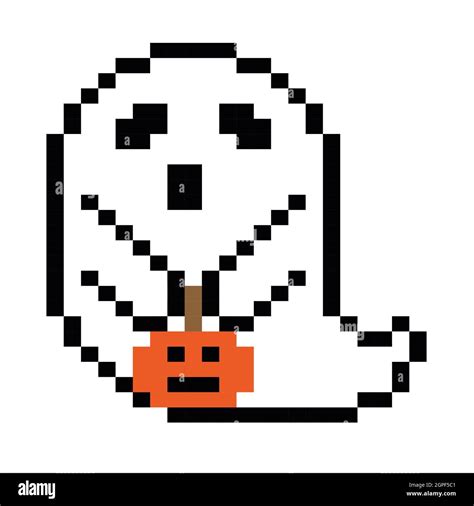 Halloween Pixel Art Isolated On White Background Vector Illustration
