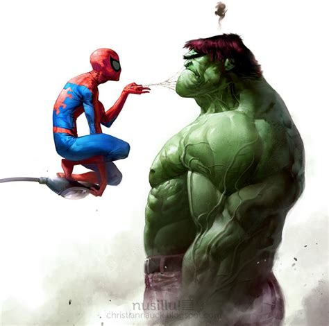 Spider Man Vs The Hulk By Christian Nauck Rcomicbookart