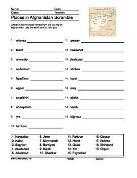 Geography Of Afghanistan Word Scramble Printable This Free Geography