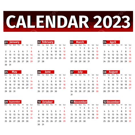 2023 Calendar Planner Vector Art Png Simple Maroon 2023 Calendar