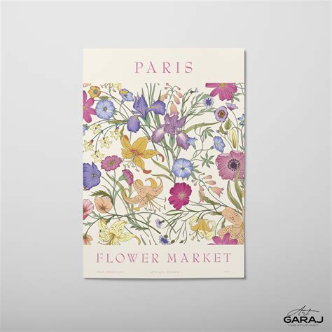 Paris Flower Poster Flower Market Poster Printable Modern Etsy