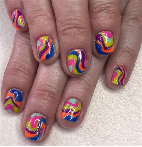 42 Psychedelic Nail Art Designs Groovy Colorful And Glitter Swril Short