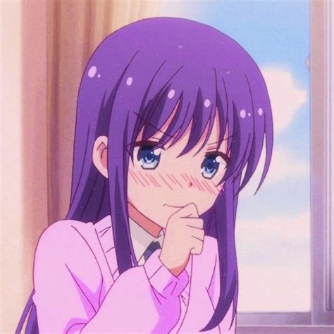 Cute Anime Girl Purple Hair Blue Eyes