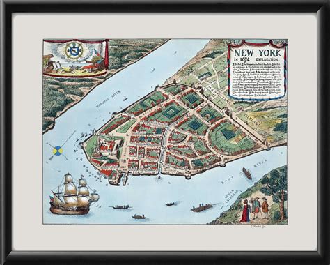 New York City Ny 1674 Vintage City Maps