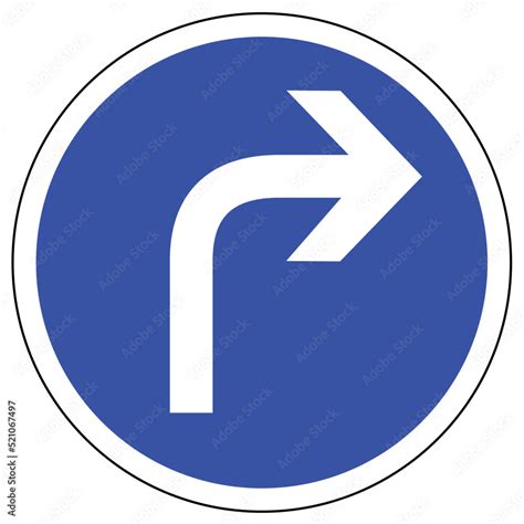 Vector Illustration Of A Road Sign Showing To The Right Direction Only