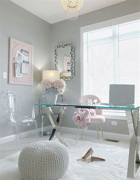 Pink And Grey Office Home Office Decor Home Office Design Home Decor
