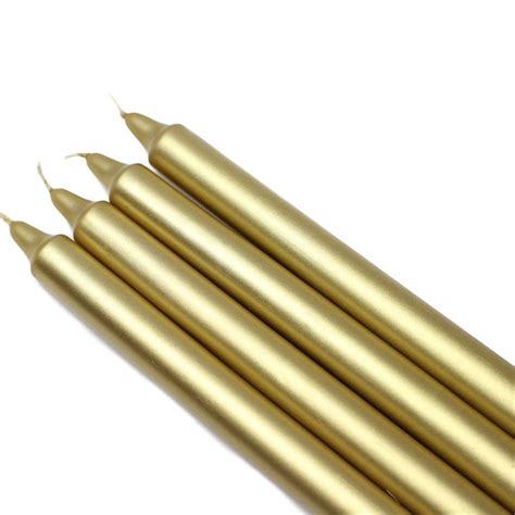 Zest Candle 10 In Metallic Gold Straight Taper Candles 12 Set Cez
