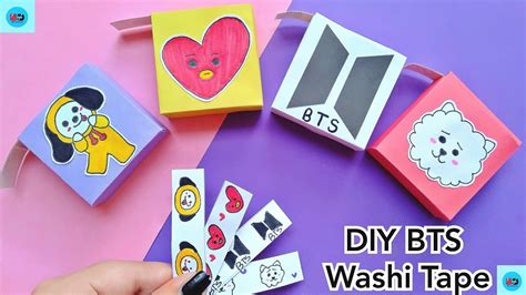How To Make Bts Washi Tape Diy Bt21 Washi Tape Youtube