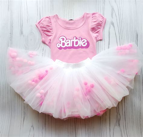 Barbie Tutu Outfit With Pom Pom Skirt Light Pink Barbie Tutu Dress