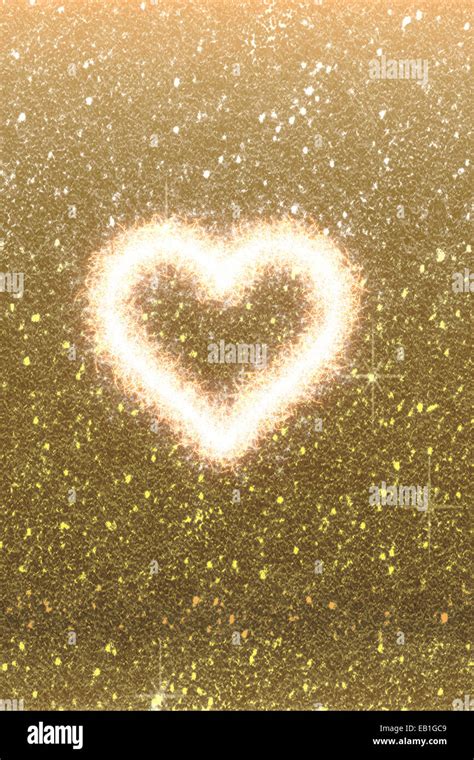 A Sparkling Heart With Golden Glitter Background Symbols Love Stock