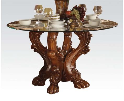 Dining wooden dinning table hotel dining room furniture wooden solid wood dinning set with 6 chairs dining table. Dresden Formal Carved Wood 54" Round Glass Top Dining ...