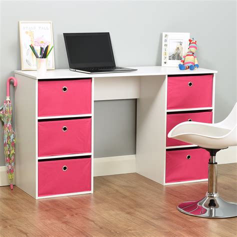 Hartleys Kids Bedroomplayroom 6 Drawer White Writing Desk W Storage Cube Boxes Ebay