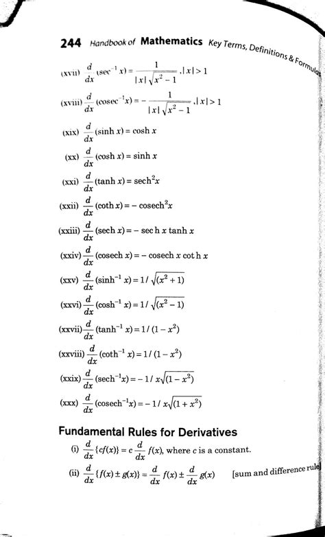Differentiation formulas for class 12 PDF - Class 12 easy