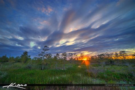 Wetlands Sunset Florida Flowing Clouds Hdr Photography By Captain Kimo