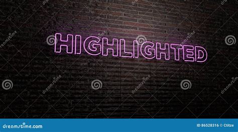 Highlighted Realistic Neon Sign On Brick Wall Background 3d Rendered Royalty Free Stock Image
