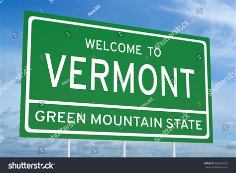 Welcome Vermont State Concept On Road Stock Illustration 395284042