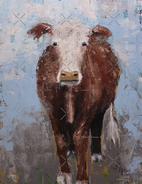 Hereford Cow Original Painting By Gray Artus Redbubble