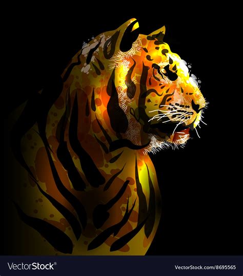 Digital Painting Of A Tigers Head Royalty Free Vector Image