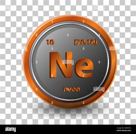 Elemento Químico De Neón Símbolo Químico Con Número Atómico Y Masa